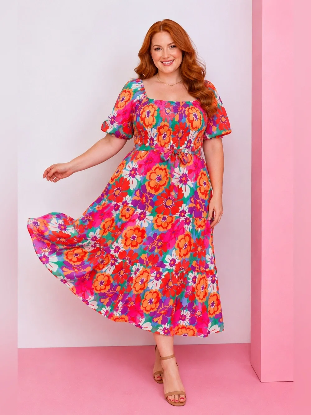 Unique Vintage Colorful 70s Abstract Floral Everyone’s Desire Dress, Small, NWT!